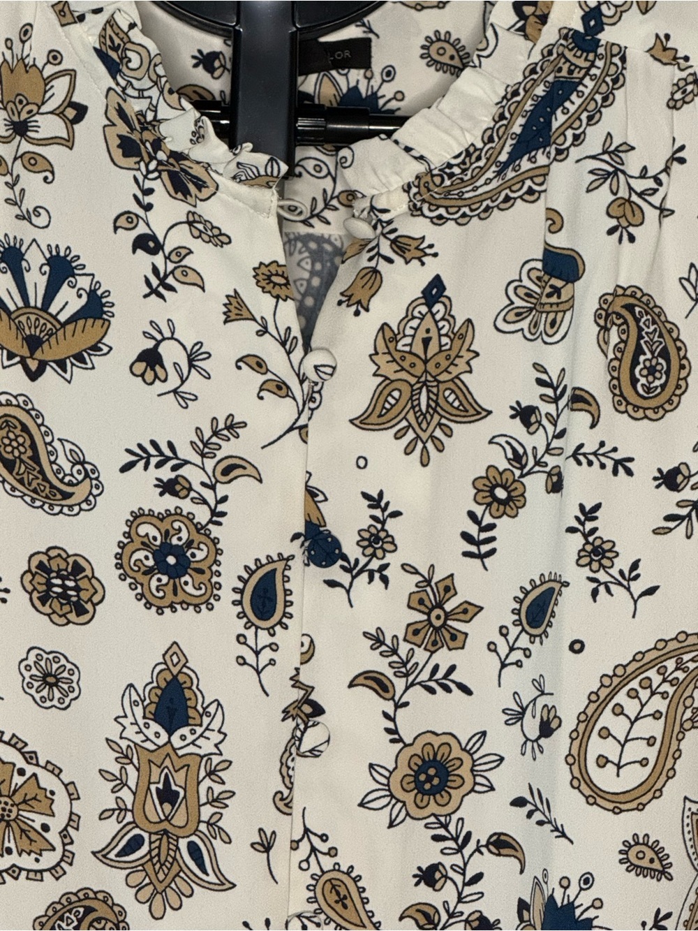 Ann Taylor NWT Floral Paisley Ruffle Sleeve Button Front Blouse XS - Picture 3 of 10